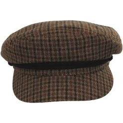Brixton Hats Tweed Plaid Fiddler's Cap - Caramel