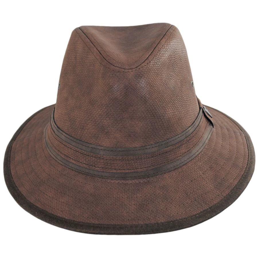 Dorfman-Pacific Cobra Vegan Leather Safari Fedora Hat 3 Dorfman-Pacific Cobra Vegan Leather Safari Fedora Hat