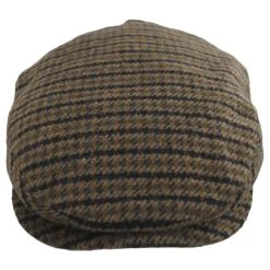 Brixton Hats Hooligan Houndstooth Plaid Ivy Cap - Olive/Brown
