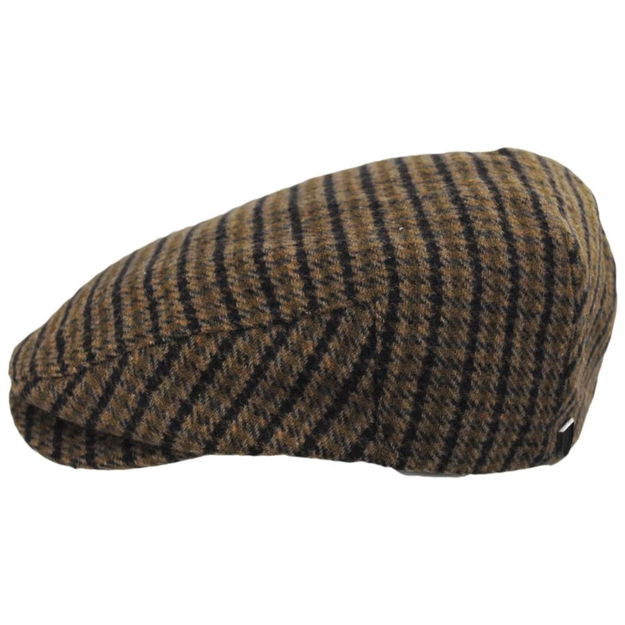 Brixton Hats Hooligan Houndstooth Plaid Ivy Cap - Olive/Brown 4 Brixton Hats Hooligan Houndstooth Plaid Ivy Cap - Olive/Brown - Image 2