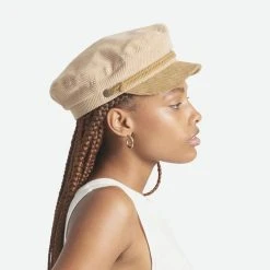 Brixton Hats Two-Tone Corduroy Fiddler Cap - Beige/Cognac