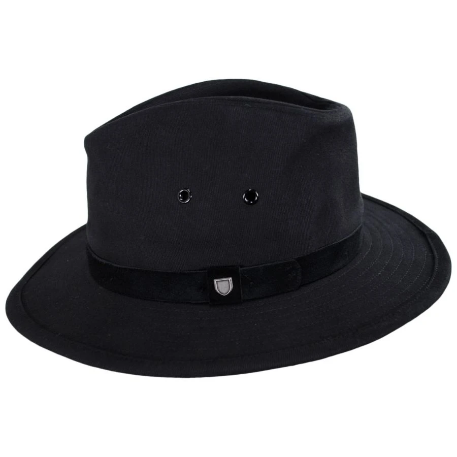Brixton Hats Messer X Adventure Cotton Safari Fedora Hat - Black 4 Brixton Hats Messer X Adventure Cotton Safari Fedora Hat - Black - Image 2