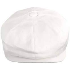 Baskerville Hat Company Glasbury Cotton Herringbone Newsboy Cap - Ivory