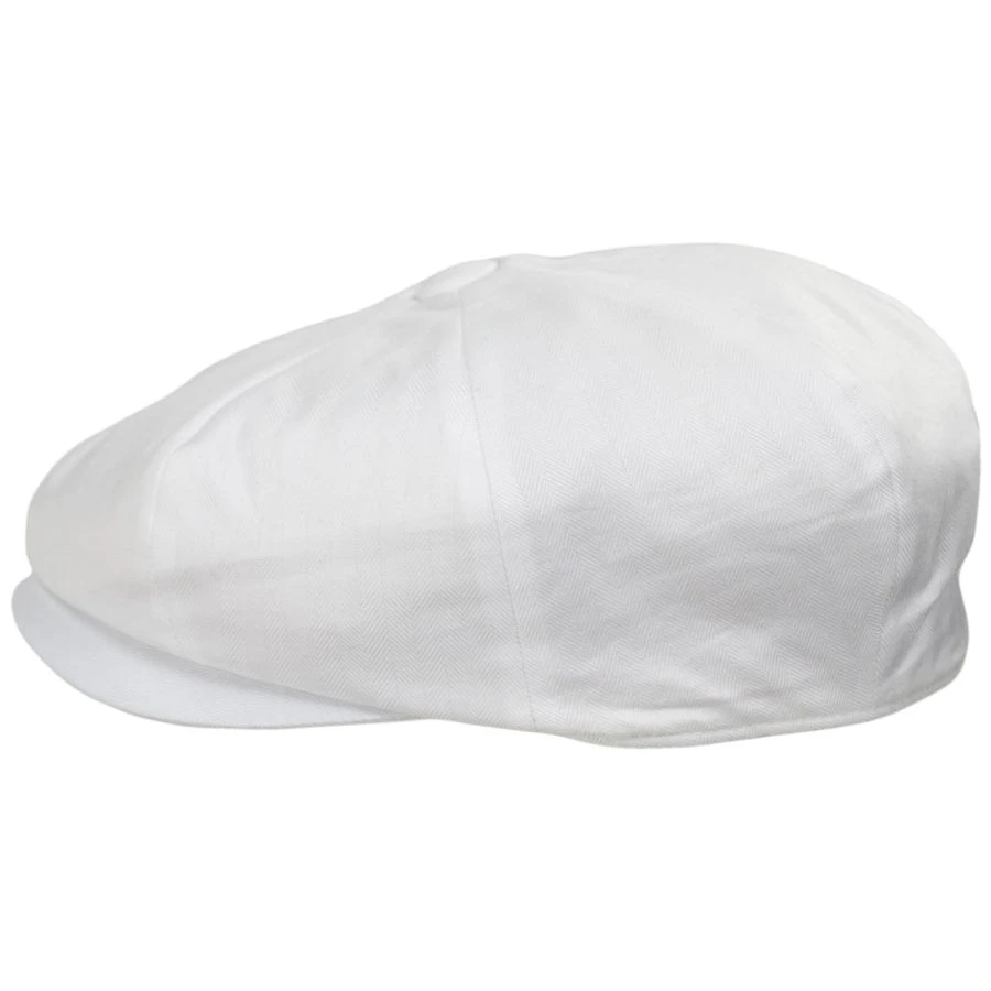 Baskerville Hat Company Glasbury Cotton Herringbone Newsboy Cap - Ivory 4 Baskerville Hat Company Glasbury Cotton Herringbone Newsboy Cap - Ivory - Image 2