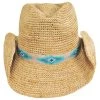 Nikki Beach Blue Jaye Crochet Raffia Straw Western Hat