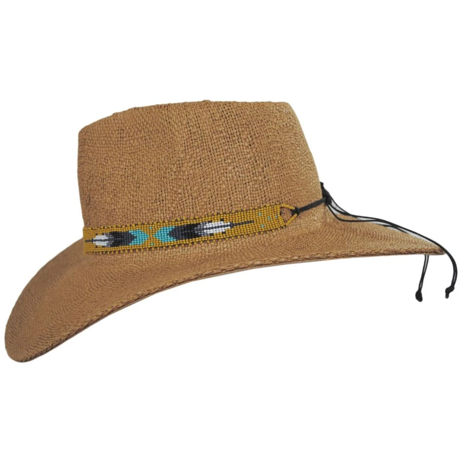 Nikki Beach Yellow Feather Toyo Straw Rancher Fedora Hat 4 Nikki Beach Yellow Feather Toyo Straw Rancher Fedora Hat - Image 2