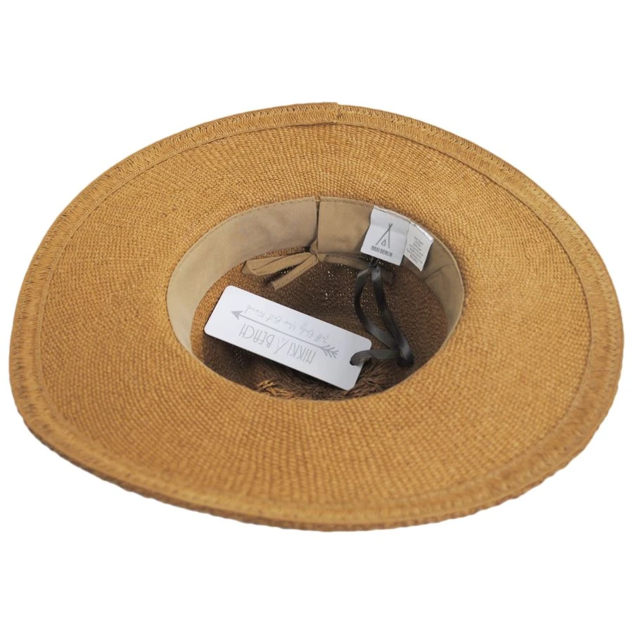 Nikki Beach Yellow Feather Toyo Straw Rancher Fedora Hat 5 Nikki Beach Yellow Feather Toyo Straw Rancher Fedora Hat - Image 3