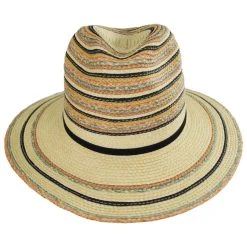 San Diego Hat Company Paradise Striped Toyo Straw Fedora Hat