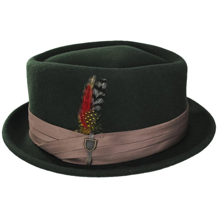 Brixton Hats Stout Wool Felt Diamond Crown Fedora Hat - Moss 4 Brixton Hats Stout Wool Felt Diamond Crown Fedora Hat - Moss - Image 2