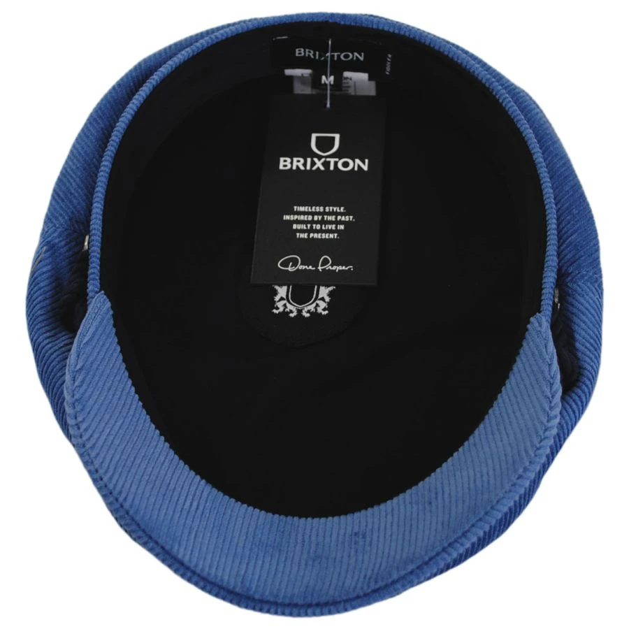 Brixton Hats Cotton Corduroy Fiddler Cap - Ocean Blue 5 Brixton Hats Cotton Corduroy Fiddler Cap - Ocean Blue - Image 3
