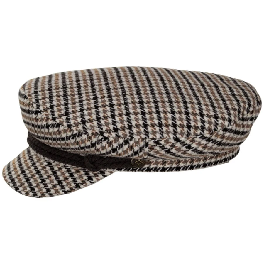 Brixton Hats Wool Blend Houndstooth Fiddler Cap - Sand 4 Brixton Hats Wool Blend Houndstooth Fiddler Cap - Sand - Image 2