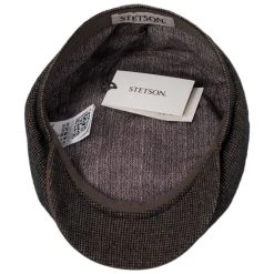Stetson Micro Houndstooth Leather Peak Newsboy Cap -Brixton Hats shop 475769