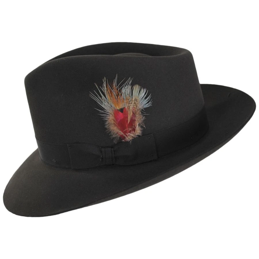 Stetson Downs Fur Felt Fedora Hat - Graphite 4 Stetson Downs Fur Felt Fedora Hat - Graphite - Image 2