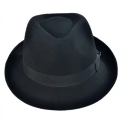 Jaxon Hats Detroit Wool Felt Trilby Fedora Hat - Black