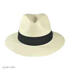 Jaxon Hats Toyo Straw Safari Fedora Hat - Black Band