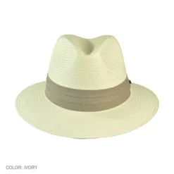 Jaxon Hats Toyo Straw Safari Fedora Hat - Khaki Band