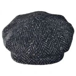 City Sport Caps Large Herringbone Donegal Tweed Wool Newsboy Cap