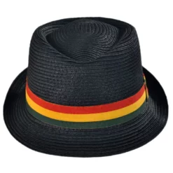 Kenny K Rasta Toyo Straw Diamond Crown Fedora Hat