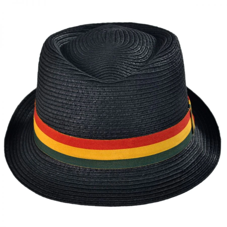 Kenny K Rasta Toyo Straw Diamond Crown Fedora Hat 3 Kenny K Rasta Toyo Straw Diamond Crown Fedora Hat